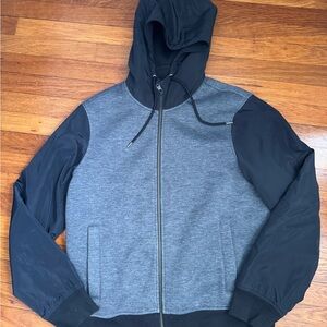 Banana Republic Gray and Black Zip Up Sweater
